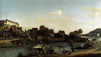 从海港小镇看到的皮尔纳 Pirna Seen from the Harbour Town (c.1754)，贝尔纳多·贝洛托