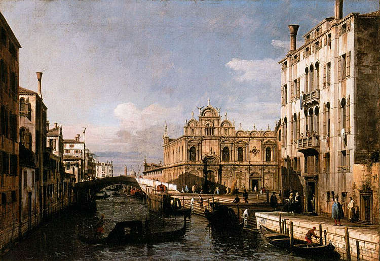 里约热内卢门迪坎蒂和圣马可学校 Rio dei Mendicanti and the Scuola di San Marco (1738; Italy  )，贝尔纳多·贝洛托