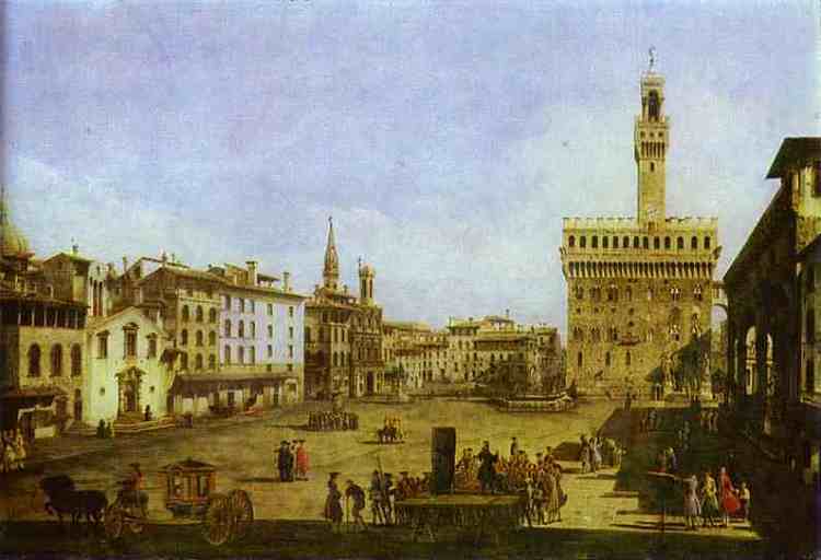 佛罗伦萨的领主广场 Signoria Square in Florence (c.1741; Italy  )，贝尔纳多·贝洛托