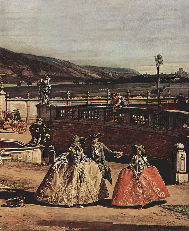 皇家夏宫宫，庭院（局部） The imperial summer residence Schloss Hof, courtyard (detail) (1758)，贝尔纳多·贝洛托