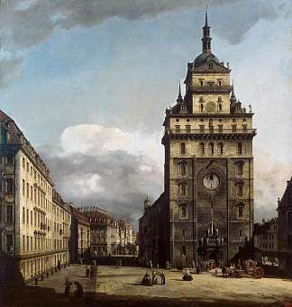 德累斯顿的教堂 The Kreuzkirche in Dresden (c.1750)，贝尔纳多·贝洛托