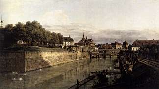 德累斯顿茨温格河的护城河 The Moat of the Zwinger in Dresden (c.1751)，贝尔纳多·贝洛托