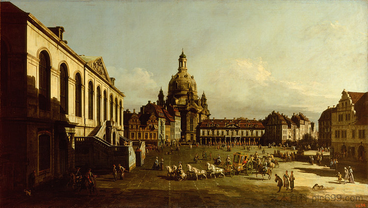 德累斯顿新市场广场 The Neuer Marktplatz in Dresden (1747)，贝尔纳多·贝洛托