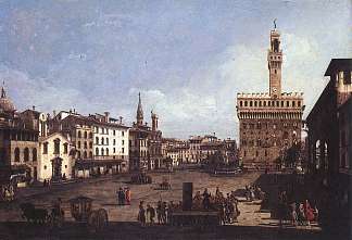佛罗伦萨领主广场 The Piazza della Signoria in Florence (c.1742; Italy                     )，贝尔纳多·贝洛托