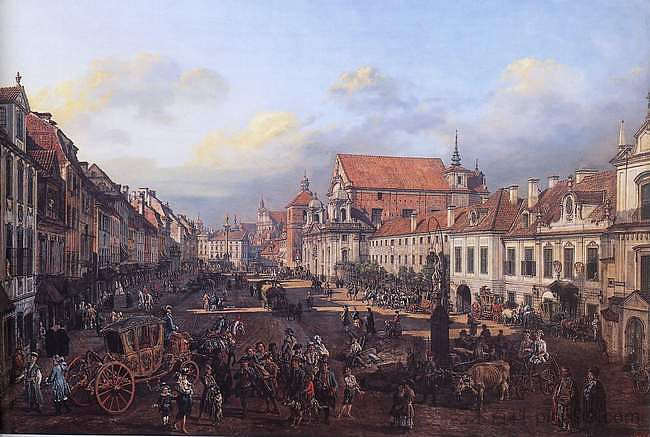 克拉科夫郊区通往城堡广场的景色 View of Cracow Suburb leading to the Castle Square (1774)，贝尔纳多·贝洛托