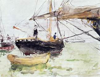 在游艇上 Aboard a Yacht (1875)，贝尔特·摩里索特