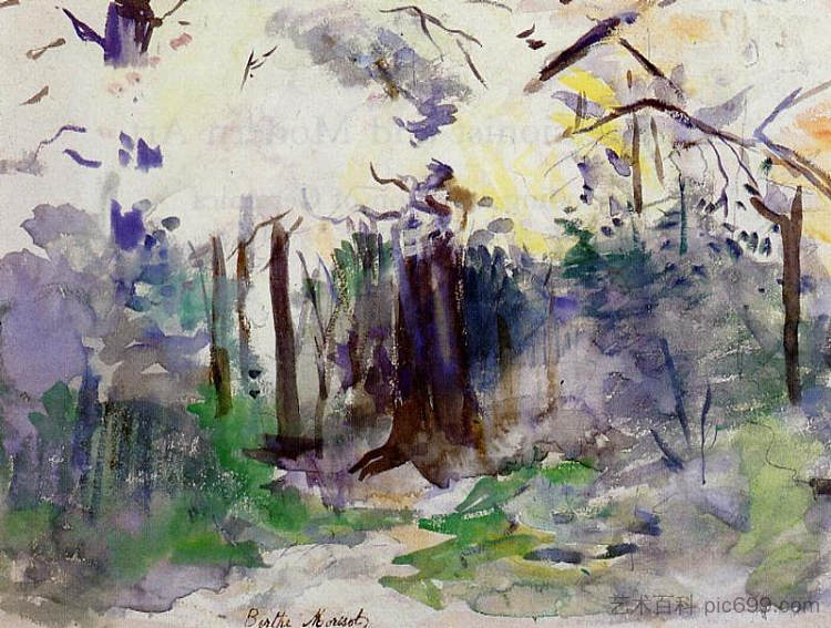 布洛涅森林的秋天 Autumn in the Bois de Boulogne (c.1884)，贝尔特·摩里索特