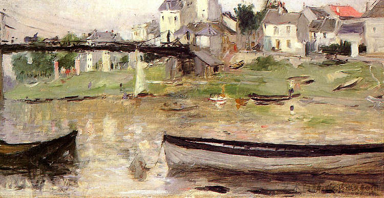 塞纳河上的船 Boats on the Seine (c.1880)，贝尔特·摩里索特