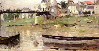 塞纳河上的船 Boats on the Seine (c.1880)，贝尔特·摩里索特