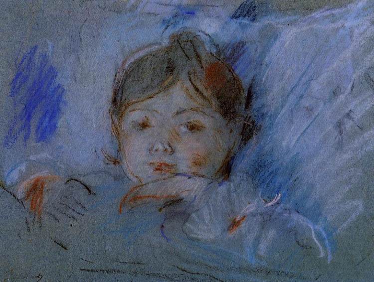 床上的孩子 Child in Bed (1884)，贝尔特·摩里索特