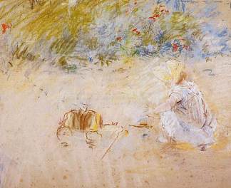 孩子在花园里玩耍 Child Playing in the Garden (1882)，贝尔特·摩里索特