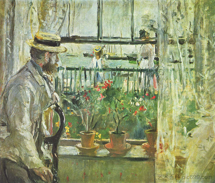 尤金·马奈在怀特岛 Eugene Manet on the Isle of Wight (1875)，贝尔特·摩里索特