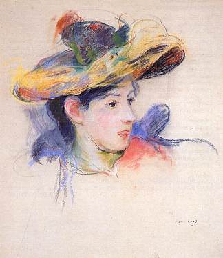 戴帽子的珍妮·庞蒂隆 Jeanne Pontillon Wearing a Hat (1893)，贝尔特·摩里索特