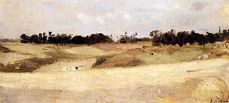 瓦朗谢讷附近的景观 Landscape near Valenciennes (1875)，贝尔特·摩里索特