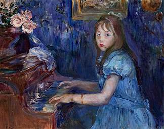 露西·莱昂在钢琴上 Lucie Leon at the Piano (1892)，贝尔特·摩里索特