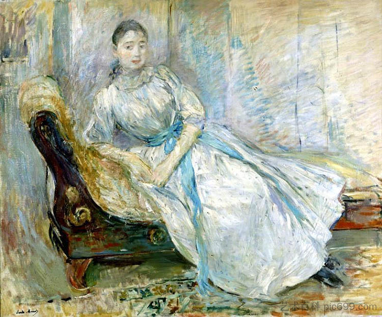 阿尔宾·塞尔米科拉夫人在工作室 Madame Albine Sermicola in the Studio (1889),贝尔特·摩里索特