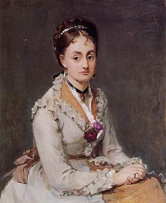 艺术家姐姐埃德玛·庞蒂永夫人的肖像，c.1872-75 Portrait of the Artist’s Sister, Mme Edma Pontillon, c.1872-75 (c.1872 – c.1875)，贝尔特·摩里索特