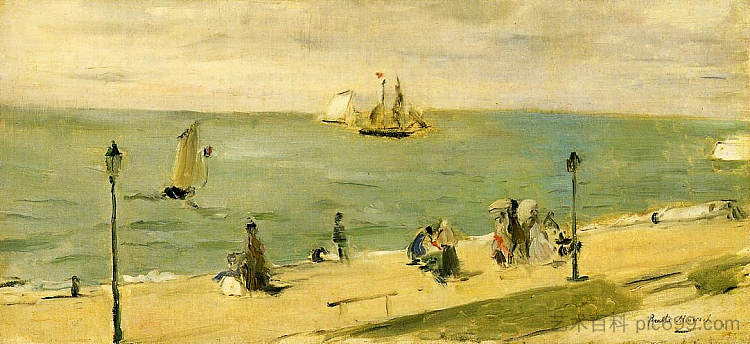 小达尔斯海滩（又名海滩） The Beach at Petit Dalles (aka On the Beach) (1873)，贝尔特·摩里索特