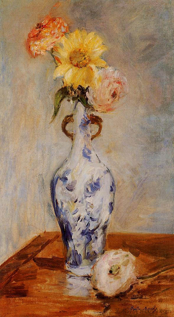 蓝色花瓶 The Blue Vase (1888)，贝尔特·摩里索特