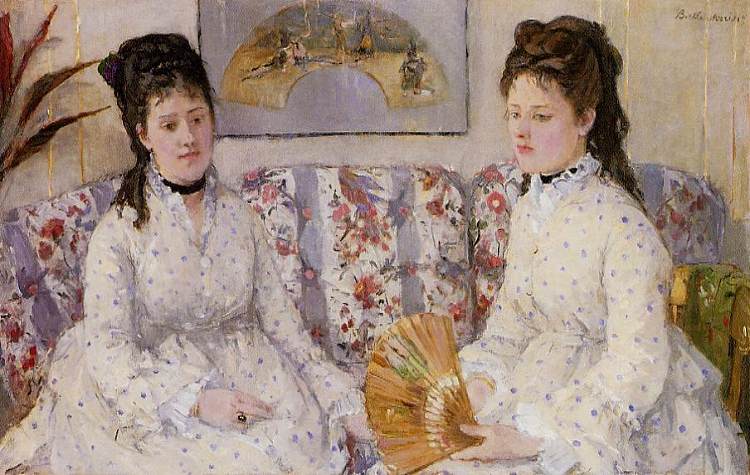 沙发上的两姐妹 Two Sisters on a Couch (1869)，贝尔特·摩里索特