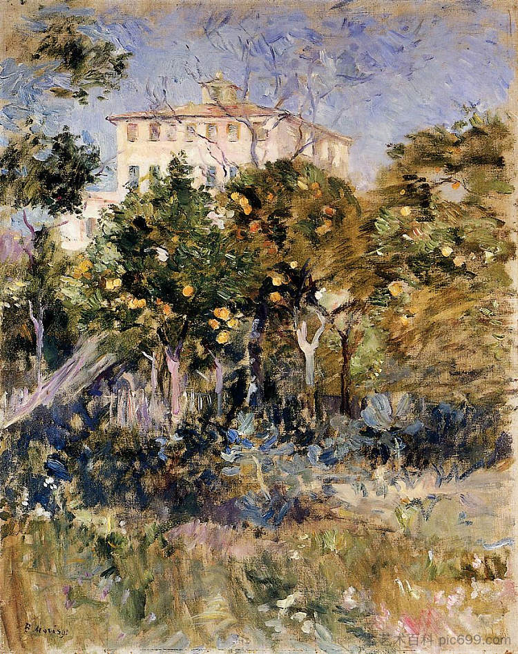 带橘子树的别墅,尼斯 Villa with Orange Trees, Nice (1882),贝尔特·摩里索特