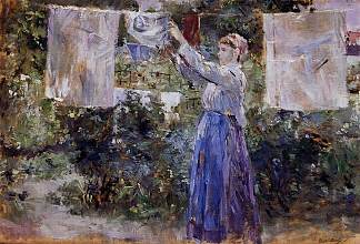 女人挂在外面洗 Woman Hanging out the Wash (1881)，贝尔特·摩里索特