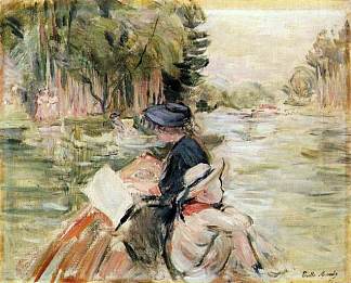 船上有孩子的女人 Woman with a Child in a Boat (1892)，贝尔特·摩里索特