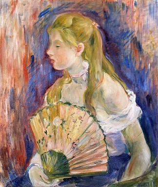 拿着扇子的年轻女孩 Young Girl with a Fan (1893)，贝尔特·摩里索特