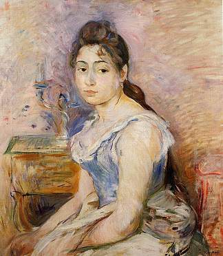 穿着蓝色衬衫的年轻女子 Young Woman in a Blue Blouse (1891)，贝尔特·摩里索特