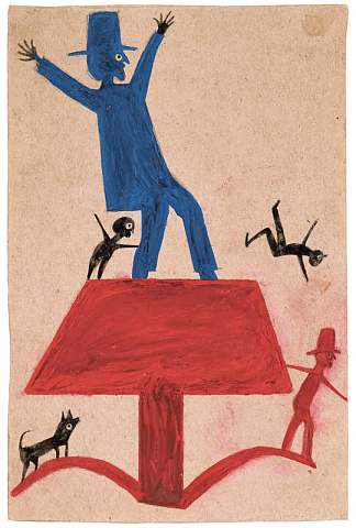 无题（红色物体上的蓝人） Untitled (Blue Man on Red Object) (c.1939)，比尔·特雷勒
