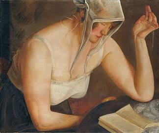女人阅读 Woman Reading (1912)，鲍里斯·格里戈里耶夫
