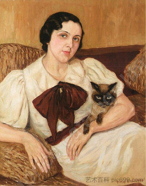 女人与猫 Woman With Cat，鲍里斯·格里戈里耶夫