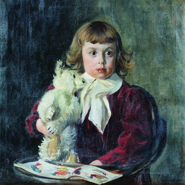 男孩与泰迪熊 Boy with teddy bear (1907)，鲍里斯·克斯托依列夫