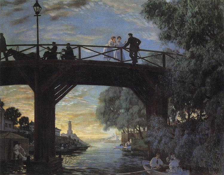 桥。阿斯特拉罕 Bridge. Astrakhan (1918)，鲍里斯·克斯托依列夫