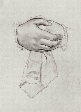 画手到画商人的妻子 Drawing hand to the picture Merchant’s wife (1914 – 1915)，鲍里斯·克斯托依列夫