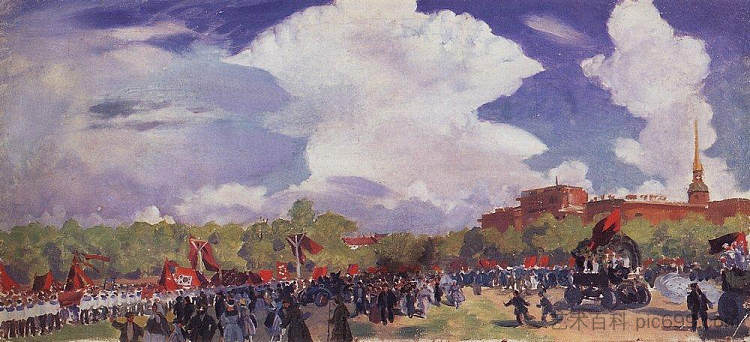 五一游行。彼得格勒。火星场 May Day parade. Petrograd. Mars Field (1920),鲍里斯·克斯托依列夫