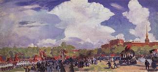 五一游行。彼得格勒。火星场 May Day parade. Petrograd. Mars Field (1920)，鲍里斯·克斯托依列夫