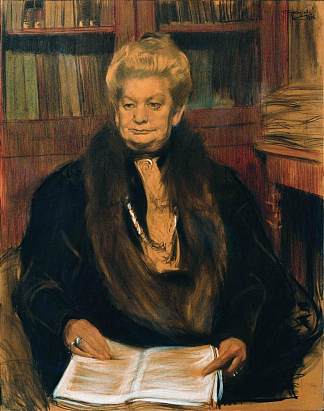 作家亚历山德拉·瓦西列夫尼·施瓦茨的肖像 Portrait of a writer Alexandra Vasilevny Schwartz (1906)，鲍里斯·克斯托依列夫