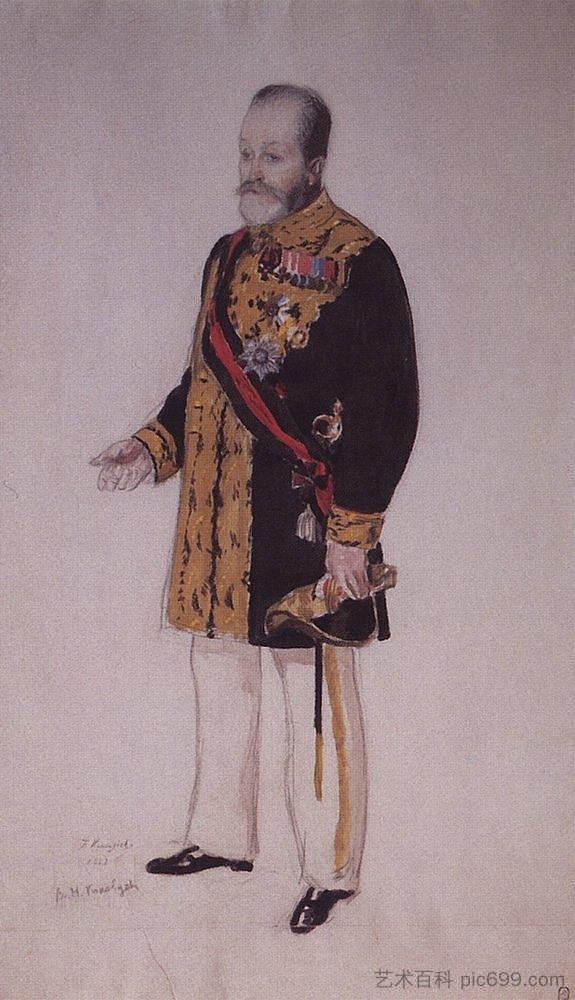 V.N.科科夫采夫伯爵的肖像 Portrait of Count V.N. Kokovtsev (1913)，鲍里斯·克斯托依列夫