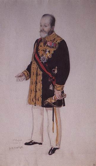 V.N.科科夫采夫伯爵的肖像 Portrait of Count V.N. Kokovtsev (1913)，鲍里斯·克斯托依列夫