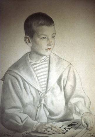 德米特里·德米特里耶维奇·肖斯塔科维奇小时候的肖像 Portrait of Dmitri Dmitrievich Shostakovich  as a Child (1919)，鲍里斯·克斯托依列夫
