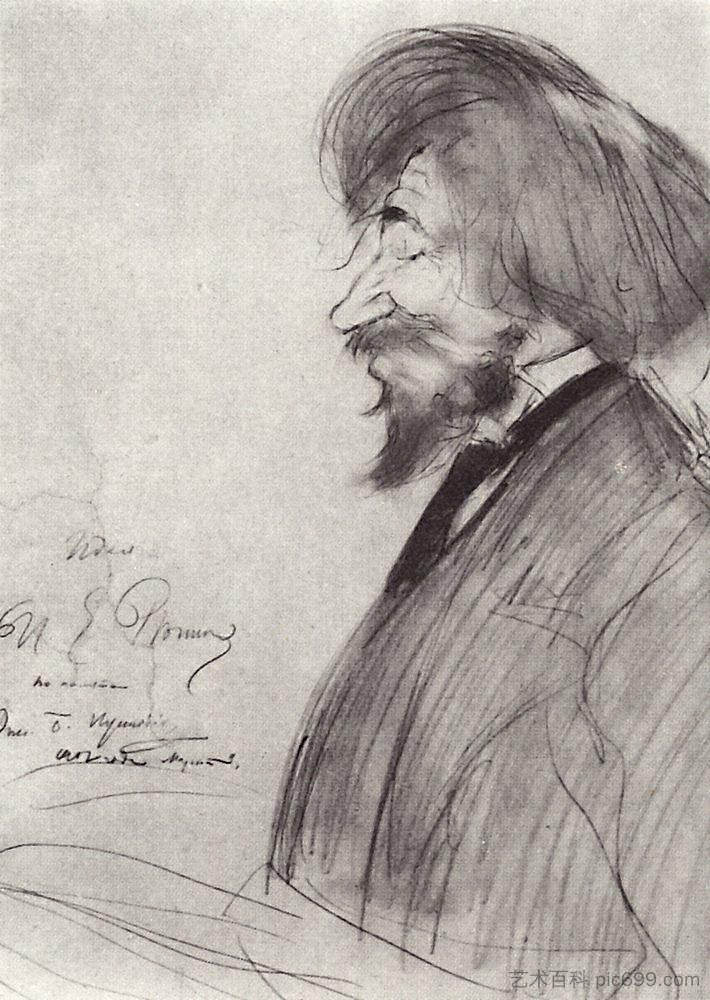 伊利亚·列宾的肖像 Portrait of Ilya Repin (1902),鲍里斯·克斯托依列夫