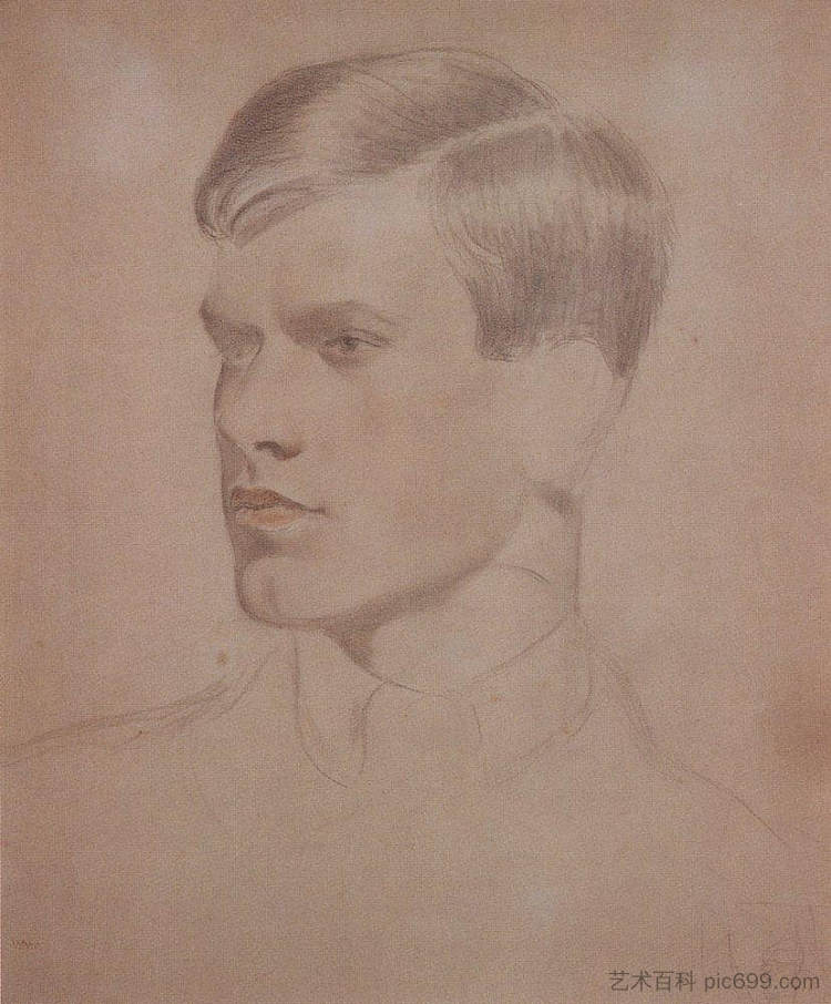 K.B.库斯托季耶夫的肖像 Portrait of K.B. Kustodiev (1921)，鲍里斯·克斯托依列夫