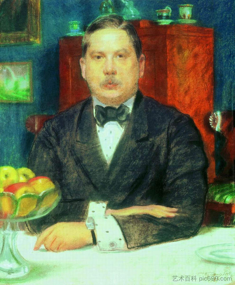 康斯坦丁·索莫夫的肖像 Portrait of Konstantin Somov (1914)，鲍里斯·克斯托依列夫