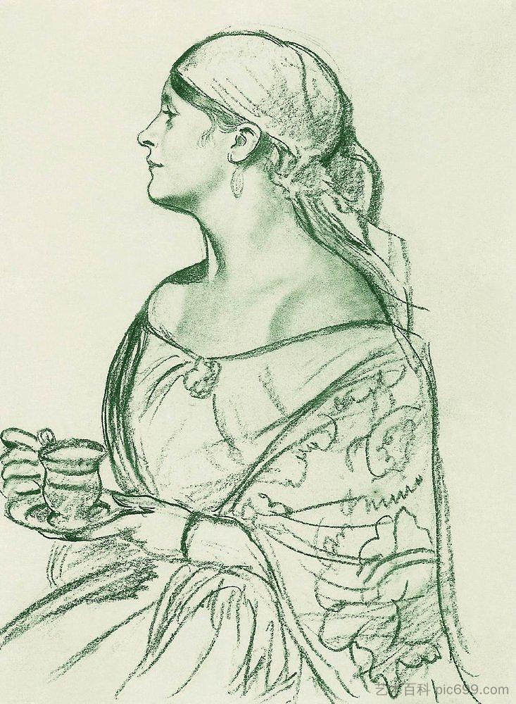 L.I.谢塔洛娃的肖像(拿杯子的女人) Portrait of L.I. Shetalova (Woman with a cup) (1920),鲍里斯·克斯托依列夫