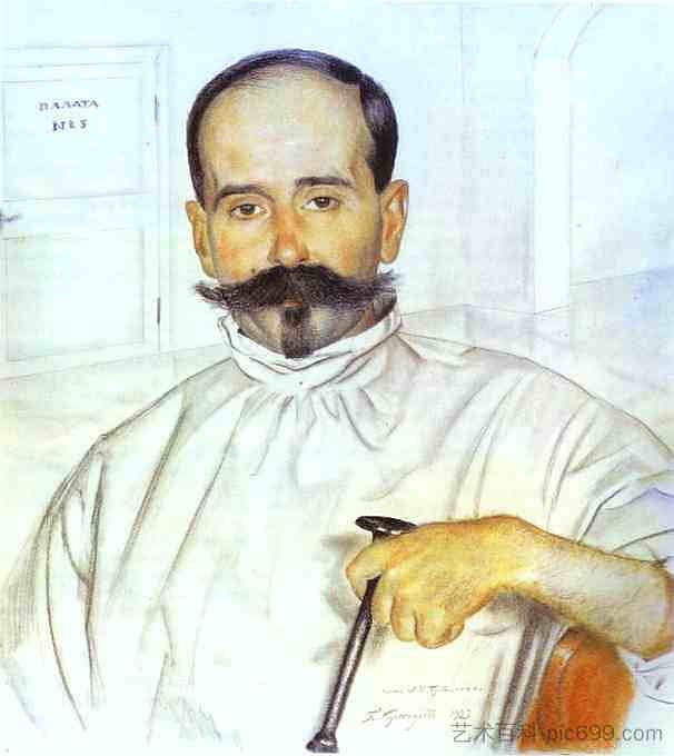 拉扎尔·伊万诺维奇·布布利琴科的肖像 Portrait of Lazar Ivanovich Bublichenko (1923)，鲍里斯·克斯托依列夫