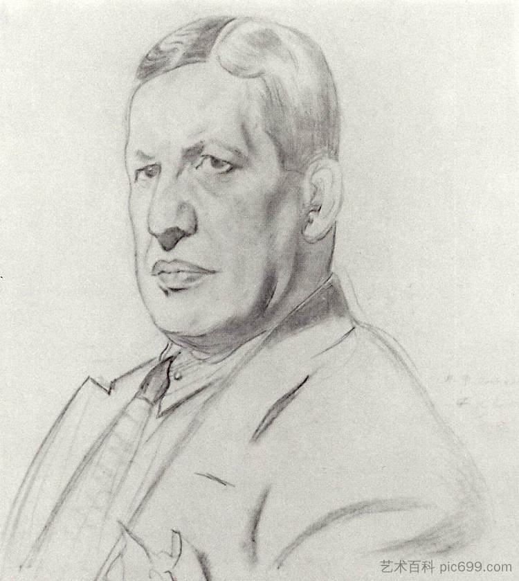 尼古拉·莫纳霍夫的肖像 Portrait of Nikolay Monakhov (1926),鲍里斯·克斯托依列夫