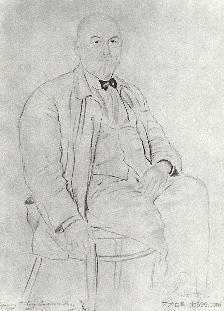 P.A.弗拉索夫的肖像 Portrait of P.A. Vlasov (1925)，鲍里斯·克斯托依列夫