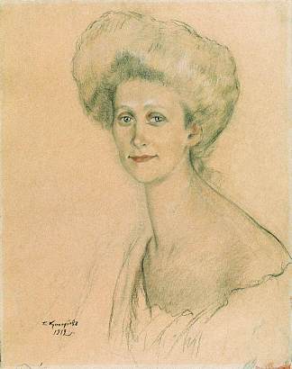 达维多娃的肖像 Portrait of T.F. Davydova (1912)，鲍里斯·克斯托依列夫