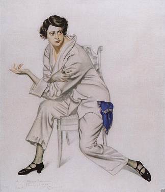 艺术家娜杰日达·科马罗夫斯卡娅的肖像 Portrait of the artist Nadezhda Komarovskaya (1925)，鲍里斯·克斯托依列夫
